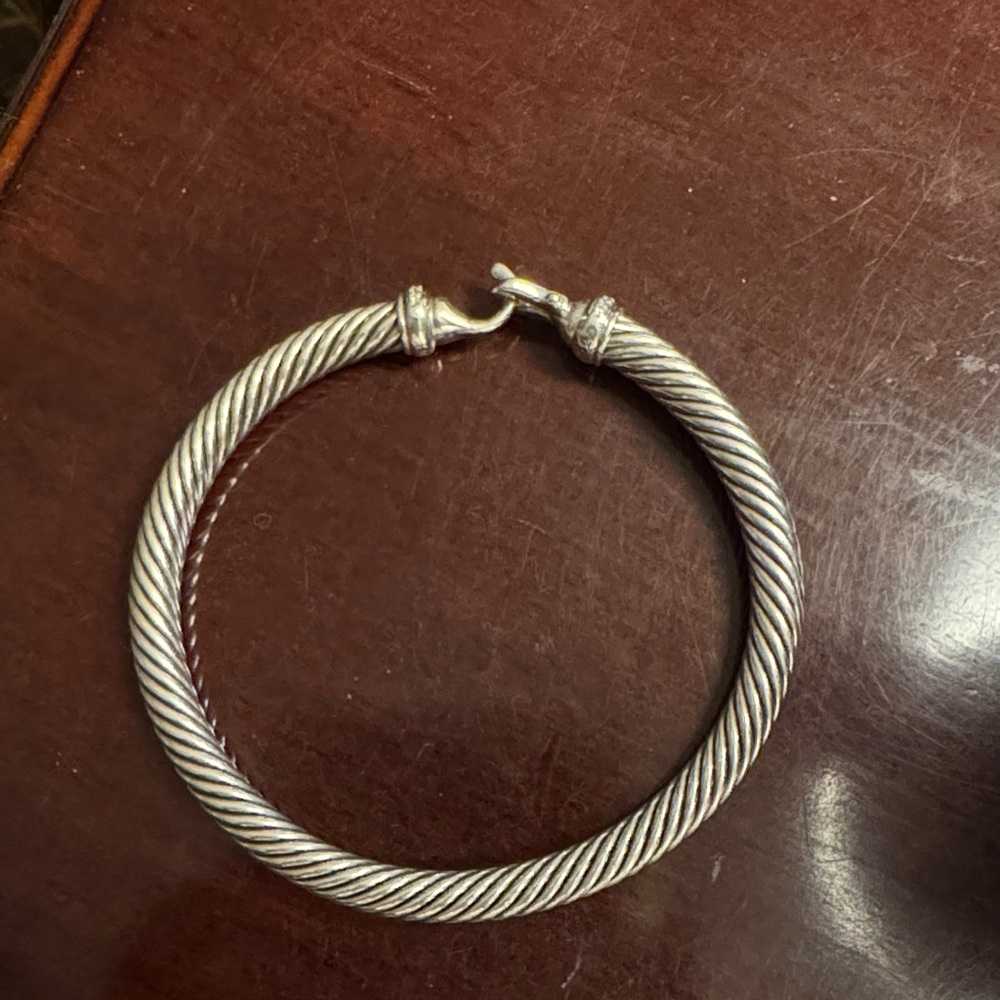 David Yurman Silver and Diamond 5mm Buckle Bracelet